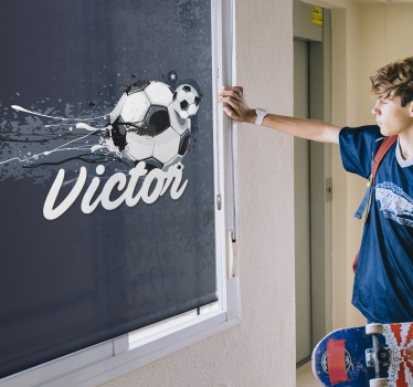 Kinderkamer rolgordijn voetbal Origineel ontwerp met naam - TenStickers