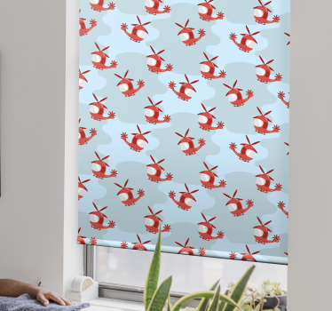 Rood helikopterpatroon kinderkamer rolgordijn - TenStickers
