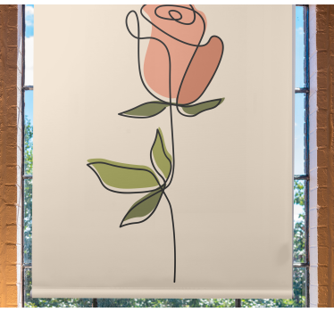 Roos omtrek rolgordijn bloemen - TenStickers