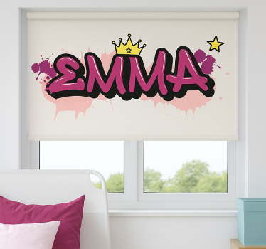 Roze aangepaste graffiti kinderkamer rolgordijn - TenStickers