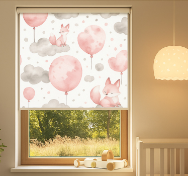 Pastel ballonnen en wolken kinderkamer rolgordijn - TenStickers