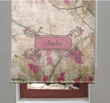 Rolgordijn bloemen bloemige elegantie met naam - TenStickers