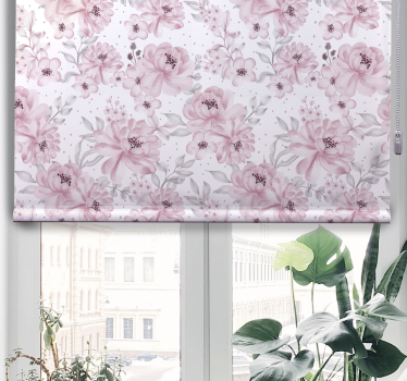 Roze bloemmotief rolgordijn bloemen en planten - TenStickers