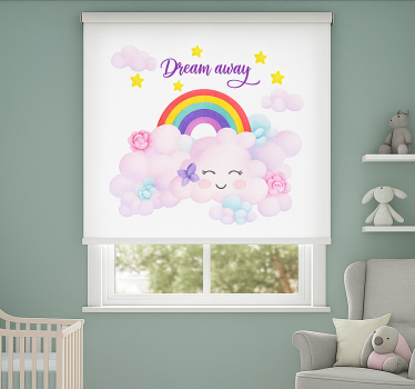 Roze wolken en regenboog kinderkamer rolgordijn - TenStickers