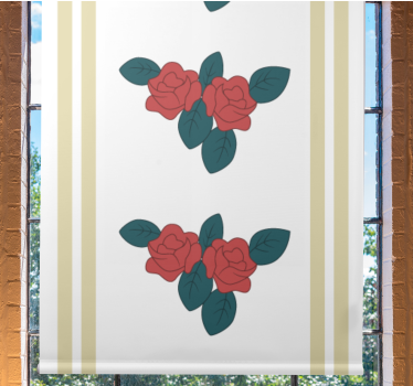 Rozenpatroon met bladeren rolgordijn bloemen - TenStickers