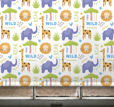 Safari dierenpatronen rolgordijn dieren - TenStickers