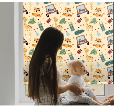 Safari-thema avonturen kinderkamer rolgordijn - TenStickers