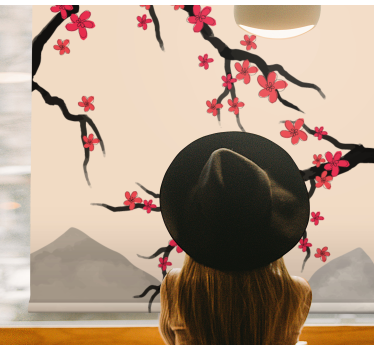 Sakura takken rolgordijn tienerkamer - TenStickers