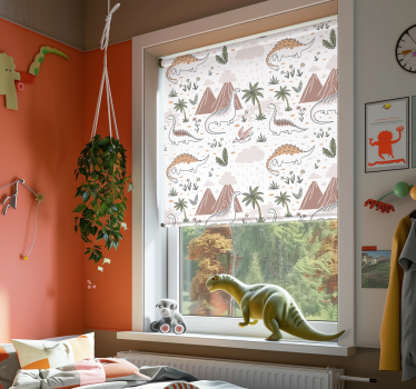 Scandinavische stijl dinosaurus rolgordijn - TenStickers