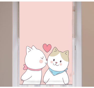 Schattig kattenpaar rolgordijn dieren - TenStickers