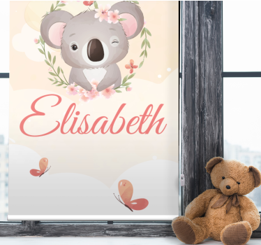Kinderkamer rolgordijn baby koala met naam - TenStickers