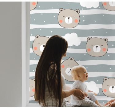 Schattige berengezichten rolgordijn babykamer - TenStickers