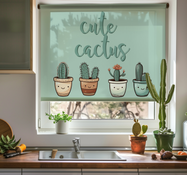 Schattige cactus  keuken rolgordijn - TenStickers