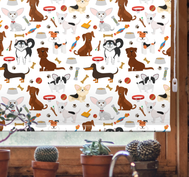 Schattige hondenpatronen rolgordijn dieren - TenStickers