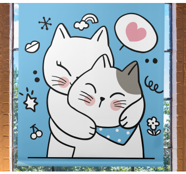 Schattige katten omhelzing rolgordijn dieren - TenStickers