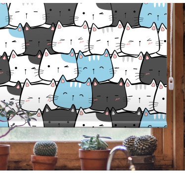 Schattige kattengezichten rolgordijn dieren - TenStickers