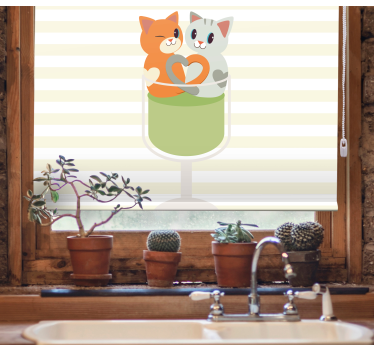 Schattige kattenvrienden rolgordijn dieren - TenStickers