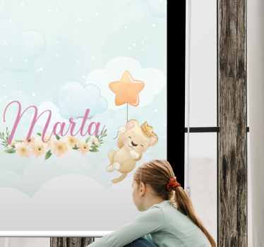 Bby leeuw met ster en naam rolgordijn babykamer - TenStickers