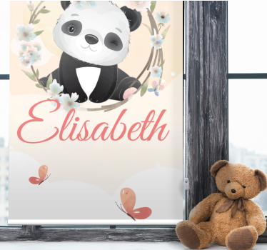 Baby panda met naam kinderkamer rolgordijn - TenStickers