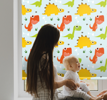 Schattige tekenfilm dinosaurussen dinosaurus rolgordijn - TenStickers