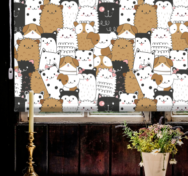 Schattige uitdrukkingen rolgordijn dieren - TenStickers