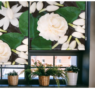 Sierlijke bloesemcompositie rolgordijn bloemen en planten - TenStickers