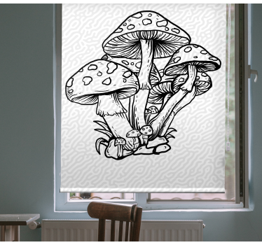 Silhouet van een paddenstoelcluster rolgordijn bomen - TenStickers
