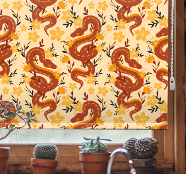 Slang met bloemen rolgordijn dieren - TenStickers