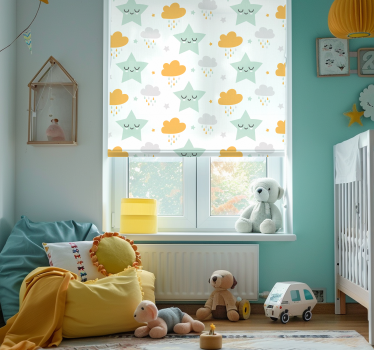 Slaperig wolkenpatroon rolgordijn babykamer - TenStickers