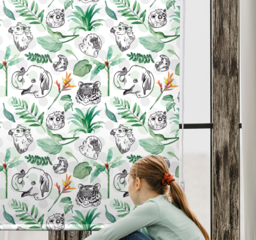 Groene jungledieren kinderkamer rolgordijn - TenStickers