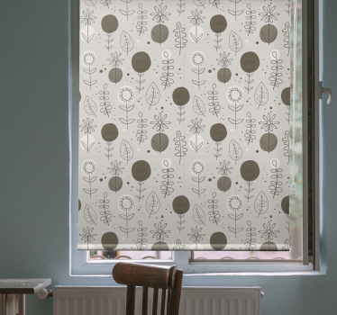 Grijs stijlvol thema rolgordijn bloemen en planten - TenStickers
