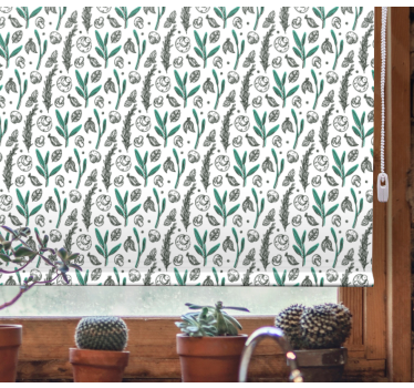 Subtiel bloeimotief rolgordijn bloemen en planten - TenStickers