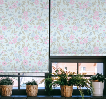 Subtiel botanisch motief rolgordijn bloemen en planten - TenStickers