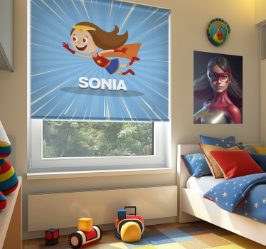 Super meid Gepersonaliseerd kinderkamer rolgordijn - TenStickers