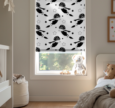 Superhelden vluchtpatroon rolgordijn babykamer - TenStickers