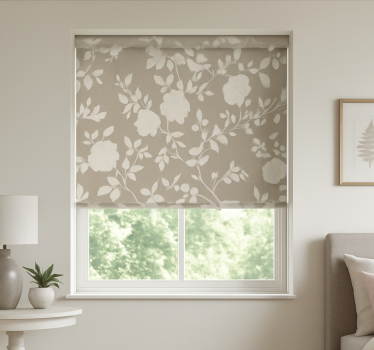 Beige sierlijke bloemen rolgordijn tienerkamer - TenStickers