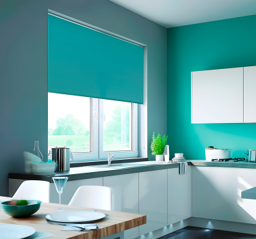 Turquoise tinten keuken rolgordijn - TenStickers