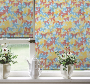 Oranje, geel en blauw rolgordijn vlinders - TenStickers