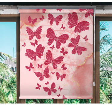 Roze hart arrangement rolgordijn vlinders - TenStickers