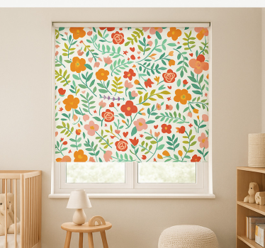 Vrolijke gestileerde bloemen rolgordijn babykamer - TenStickers