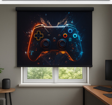 Vuur- en ijscontroller gamer rolgordijn - TenStickers