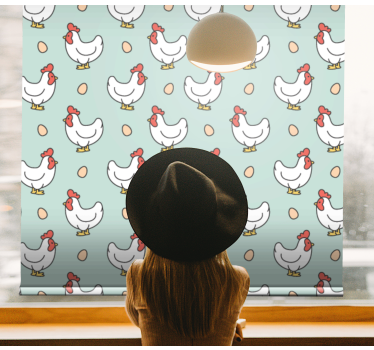 Witte kippen en eieren rolgordijn dieren - TenStickers