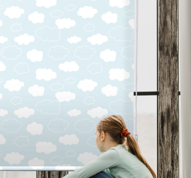 Wolken rolgordijnen Witte en lichtblauwe tekenstijl - TenStickers