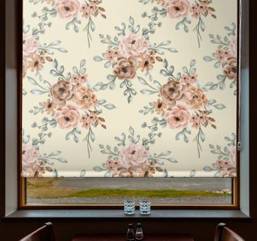 Zachte bloesemcompositie rolgordijn bloemen en planten - TenStickers