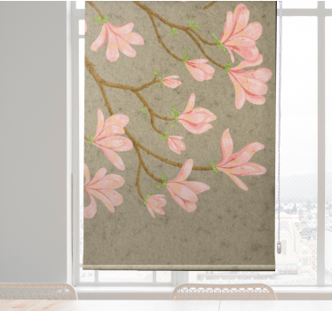 Zachtroze bloemen rolgordijn bloemen en planten - TenStickers