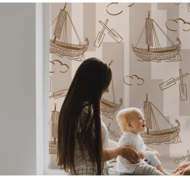 Zeilboten patroon kinderkamer rolgordijn - TenStickers