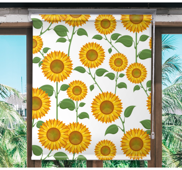 Zonnebloem botanisch motief rolgordijn bloemen en planten - TenStickers