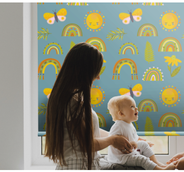 Rolgordijn bomen zonnige regenboogdesign - TenStickers