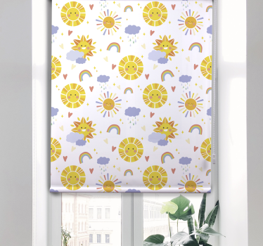 Zonnige wolken en regenbogen kinderkamer rolgordijn - TenStickers