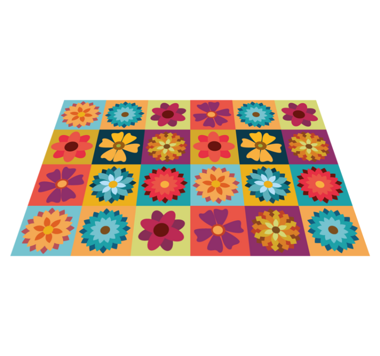 Gekleurde bloementegels Moderne placemats - TenStickers